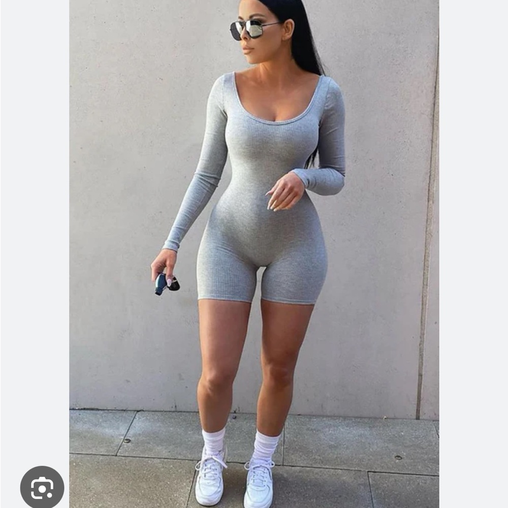 Gray Long Sleeve Bodysuit